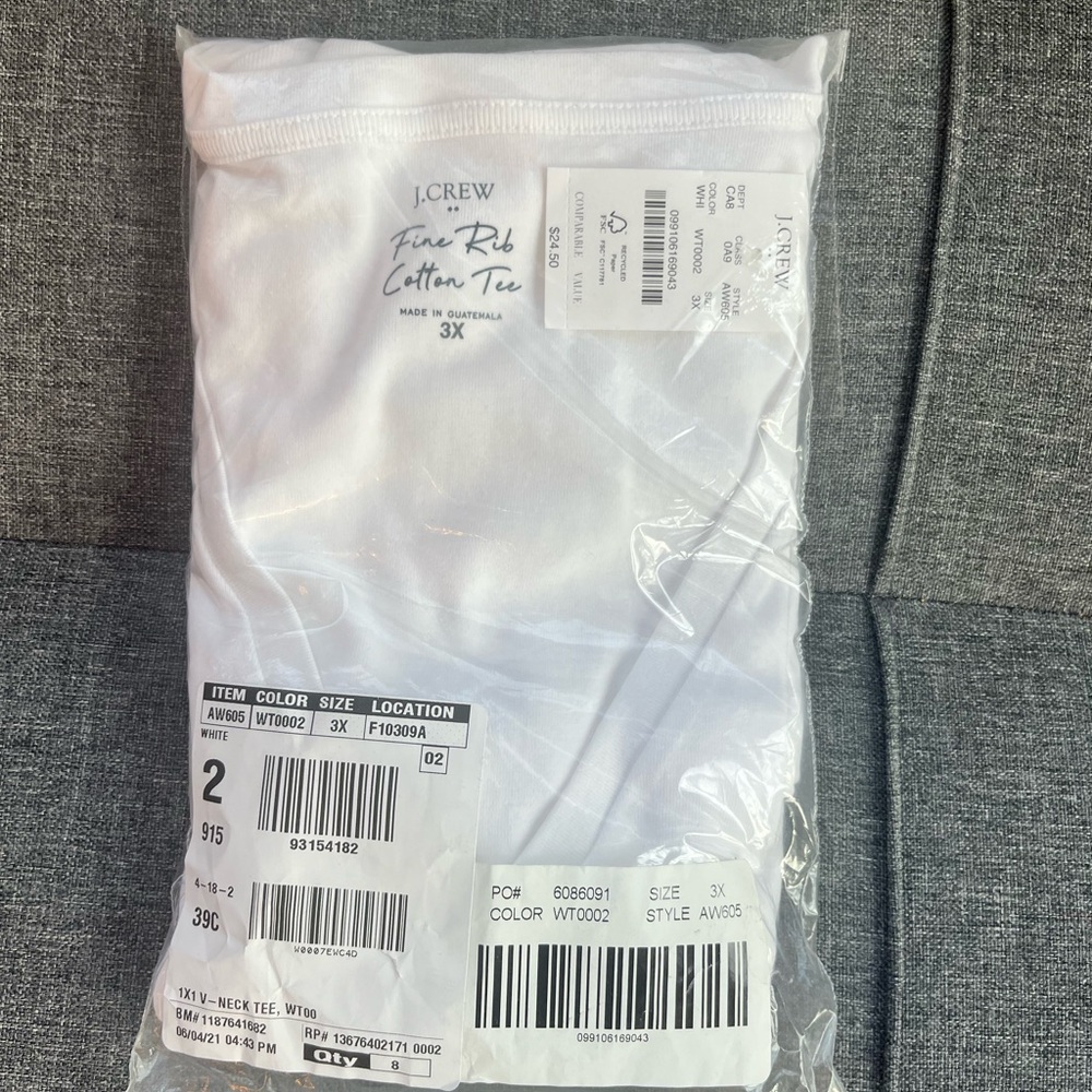 J Crew Women’s 3x Fine Rib Cotton Tee NEW